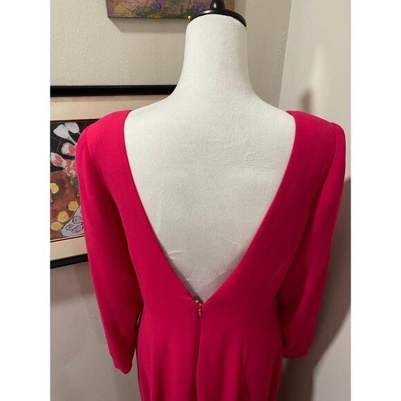 En Francais by Huey Waltzer Full-Length Gown Size 14 Bright Pink Long Sleeve - Picture 10 of 14